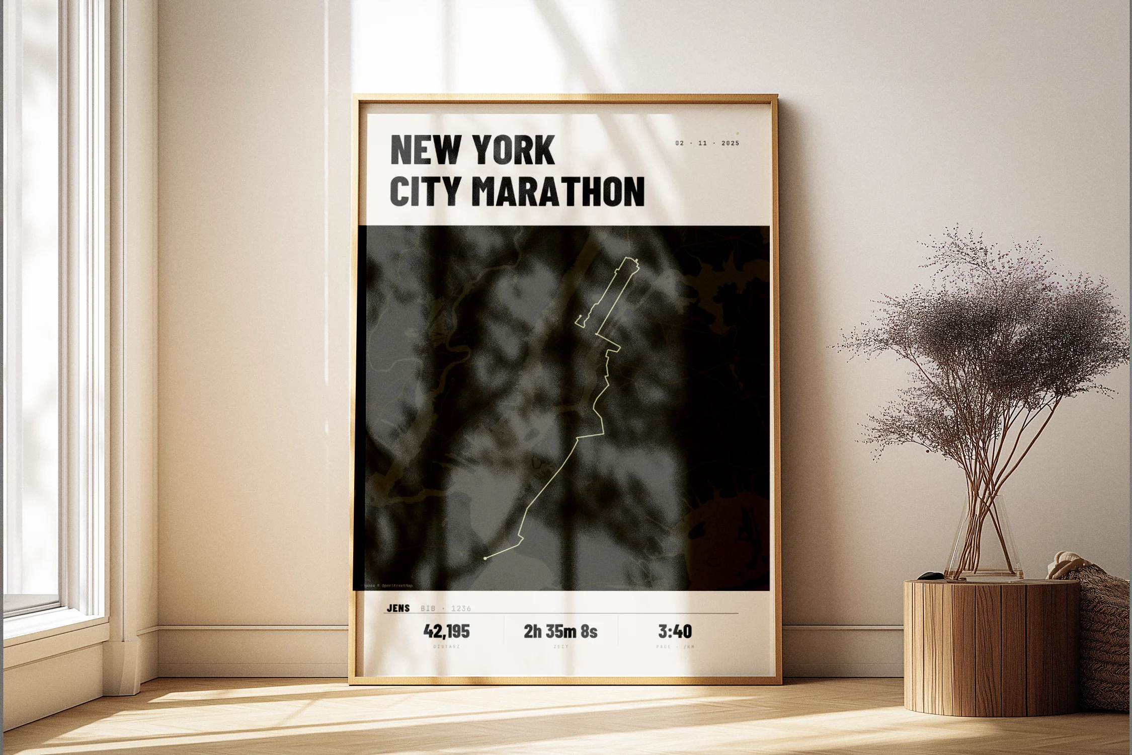 Affiche du marathon de New York encadré dans l'espace